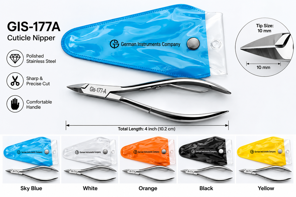 GIS-177A Cuticle Nipper – Polished Stainless Steel | 9 mm, 10 mm & 11 mm Tip Size