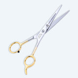 Macs Barber Scissor Hair Cutting Shiny Scissor With Half Gold Plated 6" Size, High Grade Shiny Stainless Steel
