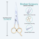 7 Inch Barber German Shiny Classic Stainless Steel Haircut Scissor with Fine Adjustment Screw, Humanized Design High Grade Shiny Stainless Steel