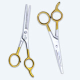 6.5 Inch Half Gold German Shiny Classic Stainless Steel Handle Barber Scissor with Fine Adjustment Screw
