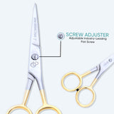 5 Inch Half Gold German Shiny Classic Stainless Steel Haircut Scissor with Fine Adjustment Screw