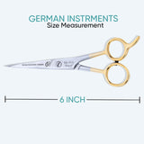Macs Barber Scissor Hair Cutting Shiny Scissor With Half Gold Plated 6" Size, High Grade Shiny Stainless Steel