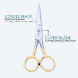 5 Inch Half Gold German Shiny Classic Stainless Steel Haircut Scissor with Fine Adjustment Screw