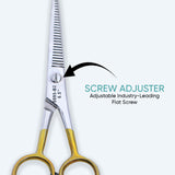 6.5 Inch Half Gold German Shiny Classic Stainless Steel Handle Barber Scissor with Fine Adjustment Screw