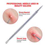 Pimple Extractor Acne Treatment Tool Surgical Grade Blackhead Comedone Removal Popper Tool for Face Nose Blackhead Extractor Tool Silver