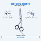 Left Hand 6.5 Inch Barber Thinning Shear Scissors with Screw Adjuster, Rubber Silencer & Comfortable Grip Ring