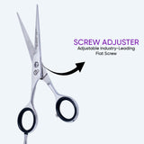 Left Hand 6.5 Inch Barber Shear Scissors with Screw Adjuster, Rubber Silencer & Comfortable Grip Ring