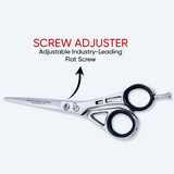 6 Inch Sharp Blade Barber Scissors with Flat Screw Adjuster, Rubber Silencer & Finger Rest