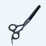 6.5 Inch Sharp Blade Thinning Shear Scissors with Rubber Silencer, Comfortable Grip Ring & Flat Screw Adjuster in Light Black Polish