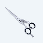 5.5 Inch Sharp Bevelled Blade Barber Shear Scissors with Screw Adjuster, Rubber Silencer & Finger Rest