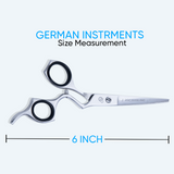 6 Inch Sharp Convex Edge Blade Barber Shear Scissors with Screw Adjuster & Finger Rest