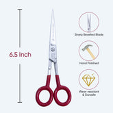 6.5 Inch Premium Quality Hairdressing German Stainless Steel Shiny SuperCut Barber Scissor with Flat Screw Adjuster