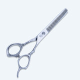 6.5 Inch Sharp Barber Shear Scissors with Rubber Silencer, Finger Rest & Flat Screw Adjuster