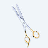 6 Inch German Stainless Steel Shiny Barber SuperCut Thinning Scissor with Flat Screw Adjuster & Finger Rest