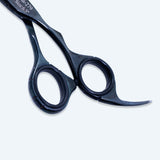 6.5 Inch Sharp Blade Thinning Shear Scissors with Rubber Silencer, Comfortable Grip Ring & Flat Screw Adjuster in Light Black Polish