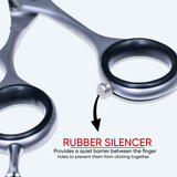 5.5 Inch Sharp Blade Thinning Shear Scissors with Rubber Silencer, Comfortable Grip Ring & Flat Screw Adjuster