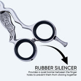 5.5 Inch Sharp Bevelled Blade Barber Shear Scissors with Screw Adjuster, Rubber Silencer & Finger Rest