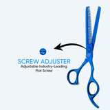 6.5 Inch Sharp Blade Professional Thinning Scissors with Rubber Silencer, Comfortable Grip Ring & Flat Screw Adjuster