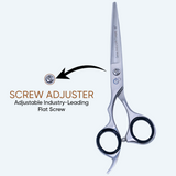 Left Hand 6 Inch Sharp Barber Shear Scissors with Flat Screw Adjuster, Rubber Silencer