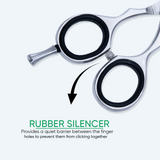 5.5 Inch Sharp Blade Barber Thinning Shear Polished Scissors with Screw Adjuster, Rubber Silencer & Finger Rest