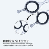Sharp Convex Edge Blade Barber Shears Scissors with Fine Adjuster Screw, Rubber Silencer & Finger Rest