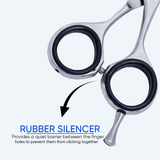 5.5 Inch Sharp Blade Barber Thinning Shear Scissors with Rubber Silencer, Flat Screw Adjuster & Comfortable Grip Ring