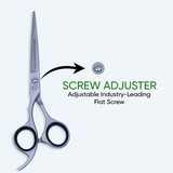 Left Hand 6.5 Inch Sharp Barber Shear Scissors with Flat Screw Adjuster, Rubber Silencer