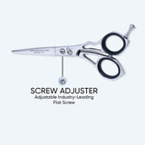 Sharp Convex Edge Blade Barber Shears Scissors with Adjuster Screw & Rubber Silencer