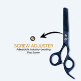 6.5 Inch Sharp Blade Professional Thinning Scissors with Rubber Silencer, Comfortable Grip Ring & Flat Screw Adjuster