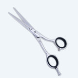 Slim Polish Sharp Bevelled Blade Barber Shear Scissors with Fine Adjuster Screw, Rubber Silencer & Finger Rest