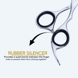 6.5 Inch Sharp Blade Barber Thinning Shear Polished Scissors with Screw Adjuster, Rubber Silencer & Comfortable Grip Ring