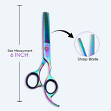 6 Inch Sharp Blade Professional Thinning Scissors with Screw Adjuster, Rubber Silencer & Comfortable Grip Ring