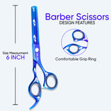 6 Inch Sharp Professional Thinning Scissors with Flat Screw Adjuster, Rubber Silencer