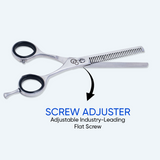 5.5 Inch Sharp Blade Barber Thinning Shear Scissors with Rubber Silencer, Flat Screw Adjuster & Comfortable Grip Ring