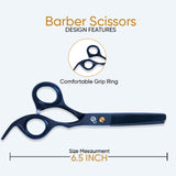 6.5 Inch Sharp Blade Professional Thinning Scissors with Rubber Silencer, Comfortable Grip Ring & Flat Screw Adjuster