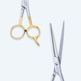 6.5 Inch German Stainless Steel Shiny Barber Thinning Scissor with Flat Screw Adjuster & Finger Rest