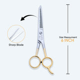 6 Inch German Stainless Steel Shiny Barber SuperCut Thinning Scissor with Flat Screw Adjuster & Finger Rest