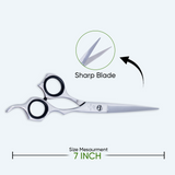 7 Inch Sharp Blade Barber Shear Scissors with Screw Adjuster & Finger Rest