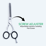 5.5 Inch Sharp Blade Barber Thinning Shear Polished Scissors with Screw Adjuster, Rubber Silencer & Finger Rest