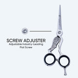 5.5 Inch Sharp Bevelled Blade Barber Shear Scissors with Screw Adjuster, Rubber Silencer & Finger Rest