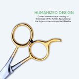 5 Inch German Stainless Steel Half Gold Plated Shiny Barber SuperCut Thinning Scissor with Flat Screw Adjuster & Finger Rest