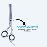 6.5 Inch Sharp Blade Barber Thinning Shear Scissors with Screw Adjuster, Rubber Silencer & Comfortable Grip Ring