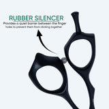6.5 Inch Sharp Barber Shear Scissors with Flat Screw Adjuster, Rubber Silencer & Comfortable Grip Ring