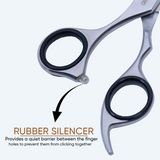 Left Hand 6 Inch Sharp Barber Shear Scissors with Flat Screw Adjuster, Rubber Silencer