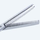 6.5 Inch Sharp Blade Barber Double Thinning Shear with Screw Adjuster, Rubber Silencer & Comfortable Grip Ring