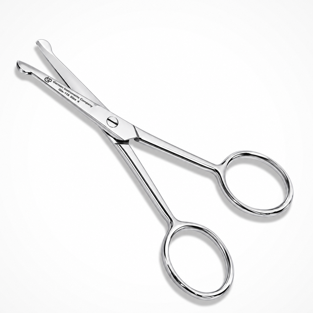 GIS-118 Nose Hair Scissors — 4 Inch, Straight Blade, Rounded Safety Tip