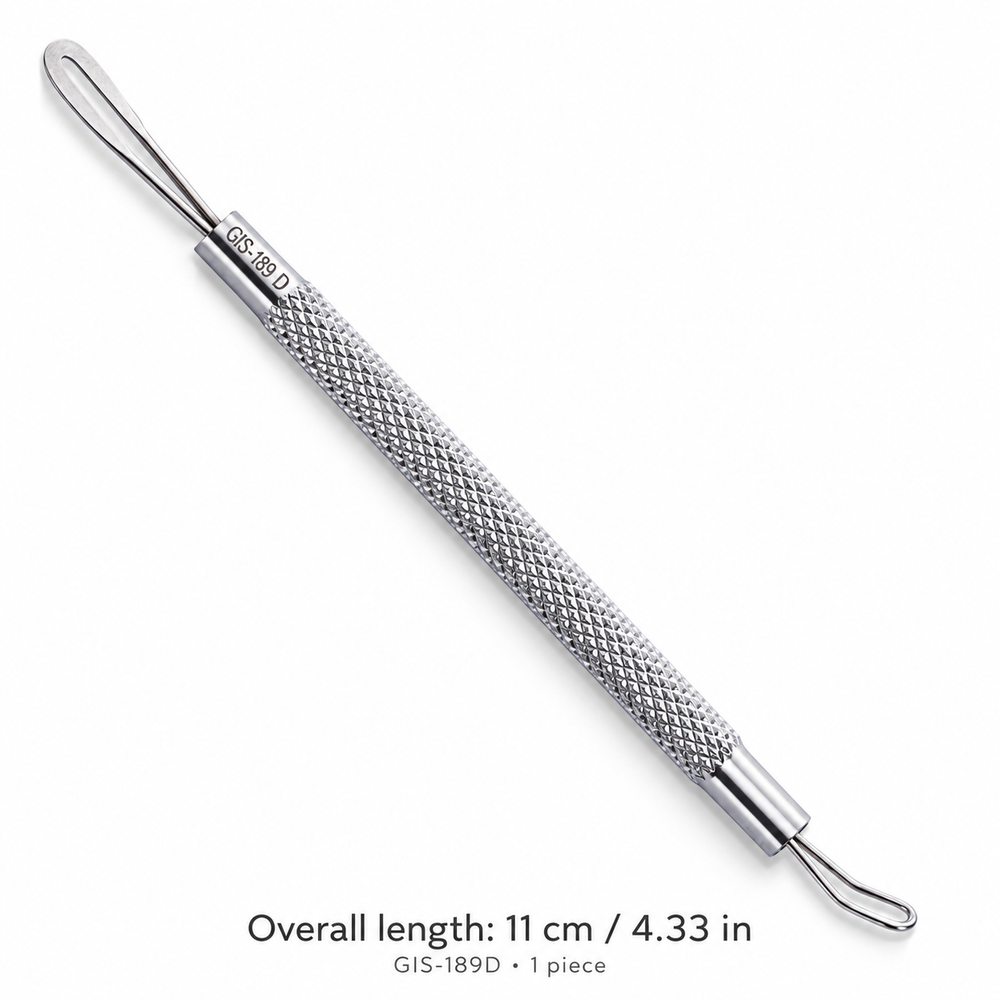 GIS-189D Double-Loop Blackhead Extractor — 11 cm, Stainless Steel
