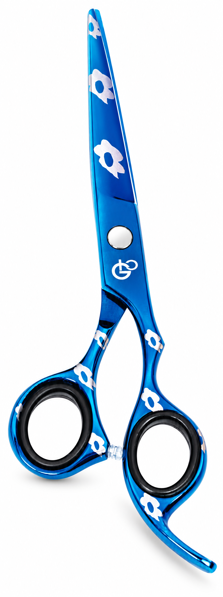 GIS-252 Professional Hair Cutting Scissors, 6 Inch — 440C Steel & Blue Floral Finish