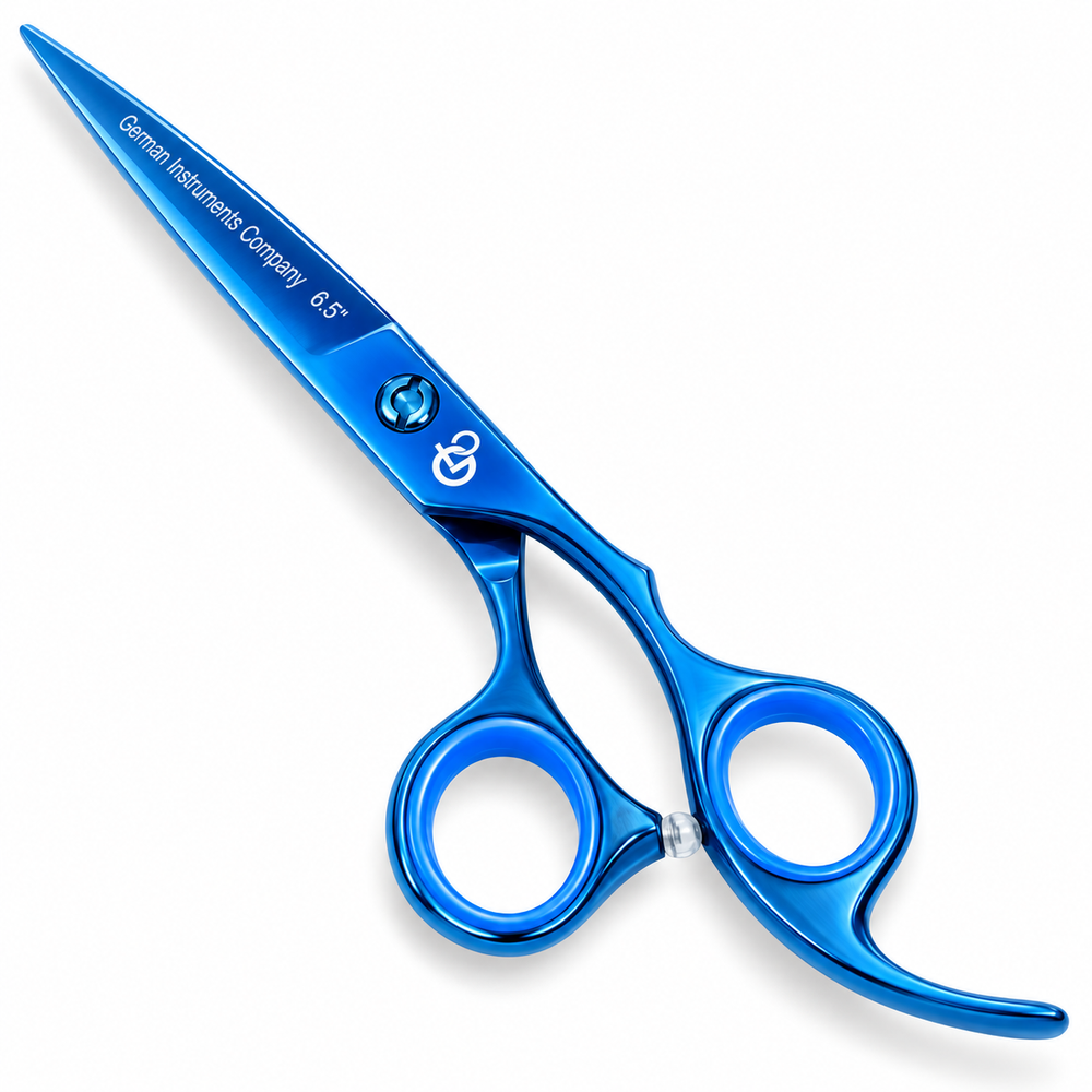 GIS-268 Professional Hair Cutting Scissors, 6.5 Inch — 440C Steel & Blue Finish