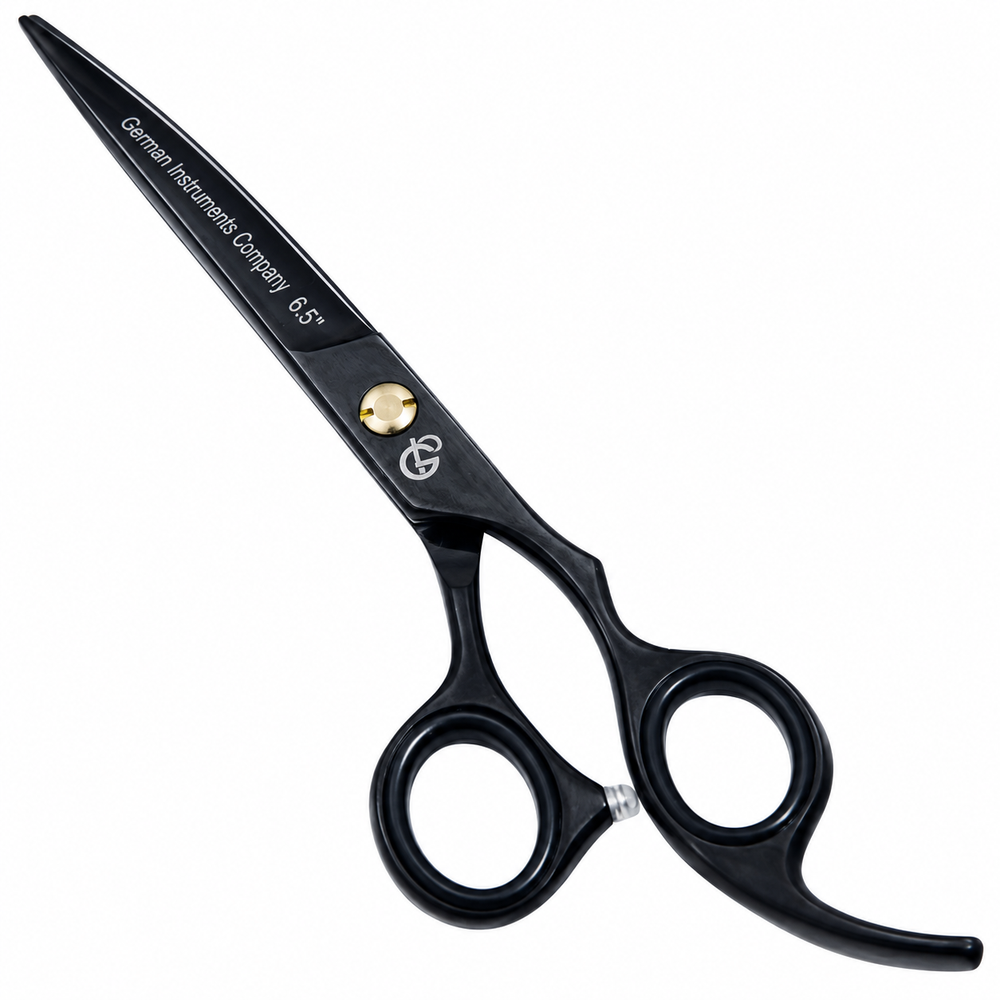 GIS-270 Professional Hair Cutting Scissors, 6.5 Inch — 440C Steel & Black Finish